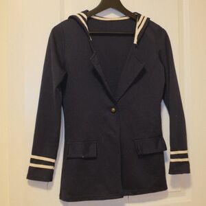 Navy Blue Women's Jacket with White Accents